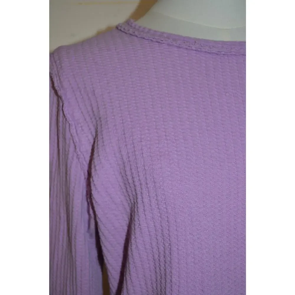 Free People We The Free Lilac Waffle Knit Long Sleeve Top Size L